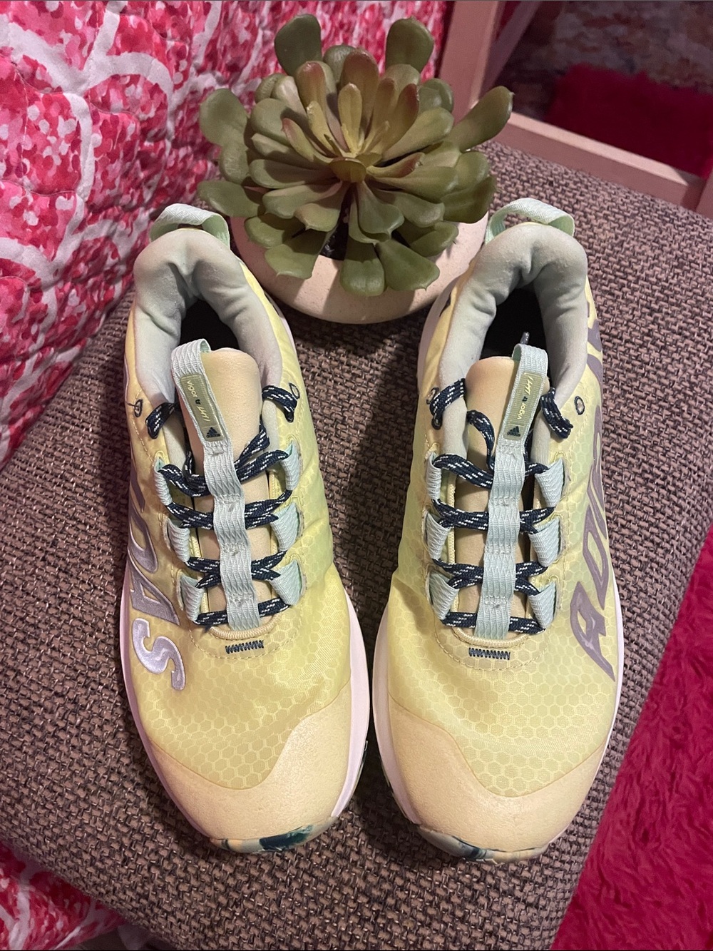 Adidas Yellow and Light Green Women’s Athletic Sneakers